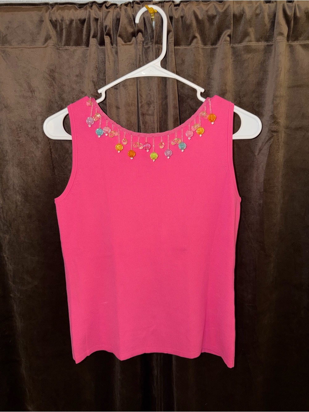 90s Sleeveless Pink Embellished Neckline Women's Top